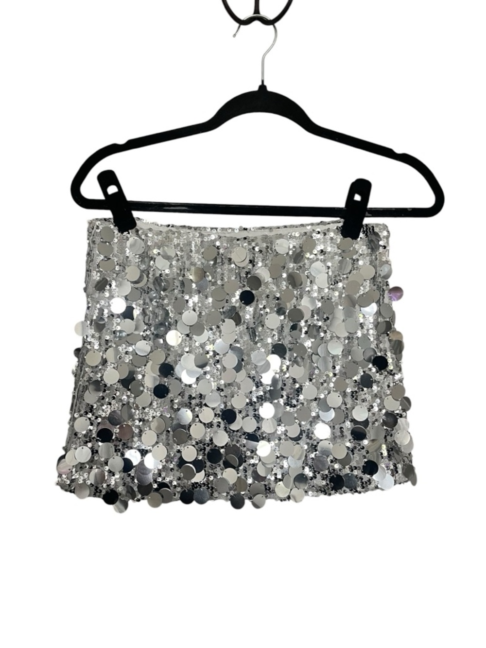 Edikted Silver Sequin Mini Skirt